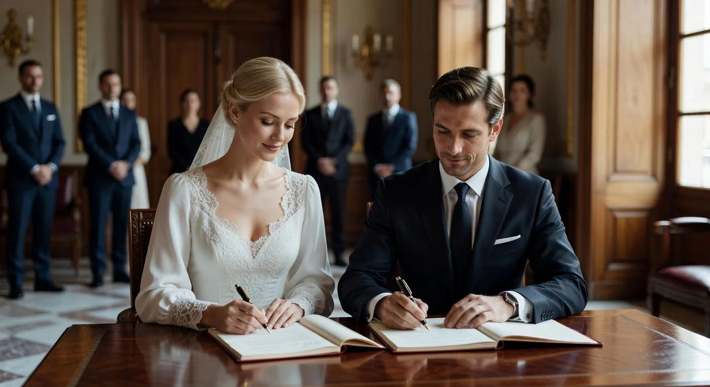 Signature des documents de mariage franco-russe en mairie — Femme russe pour mariage : le guide complet 2026