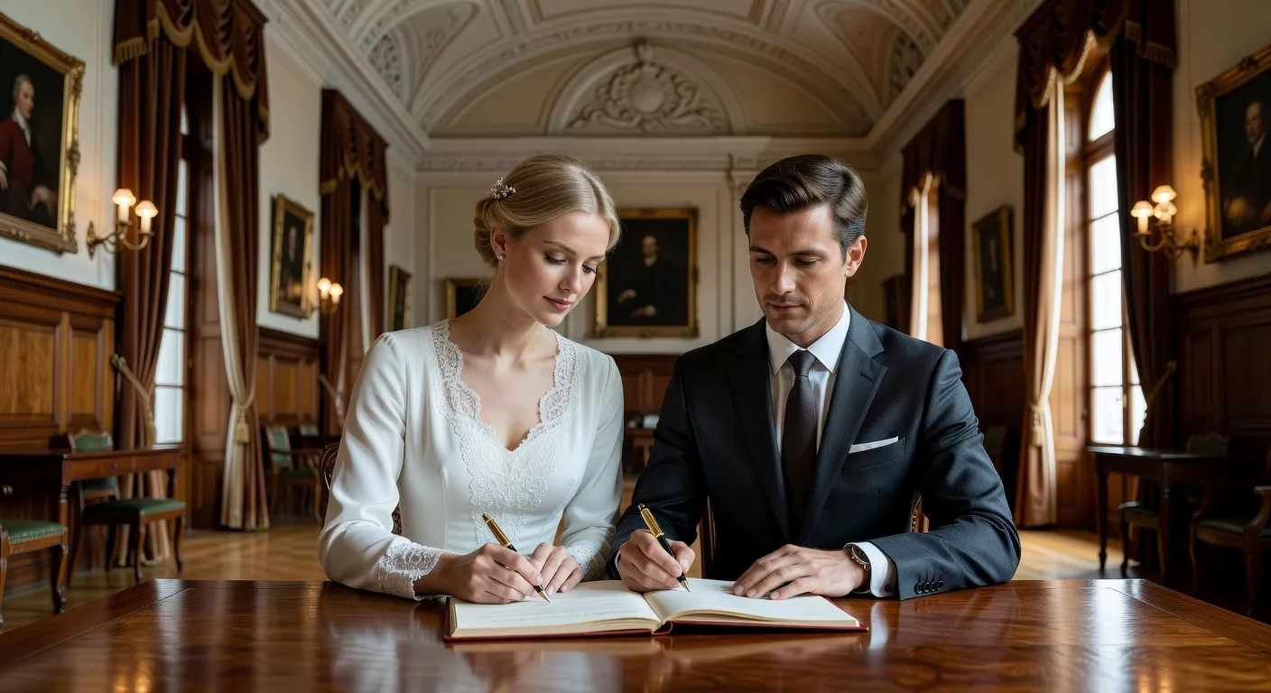 Signature des documents de mariage franco-russe en mairie — Mariage franco-russe : guide etape par etape, de la rencontr