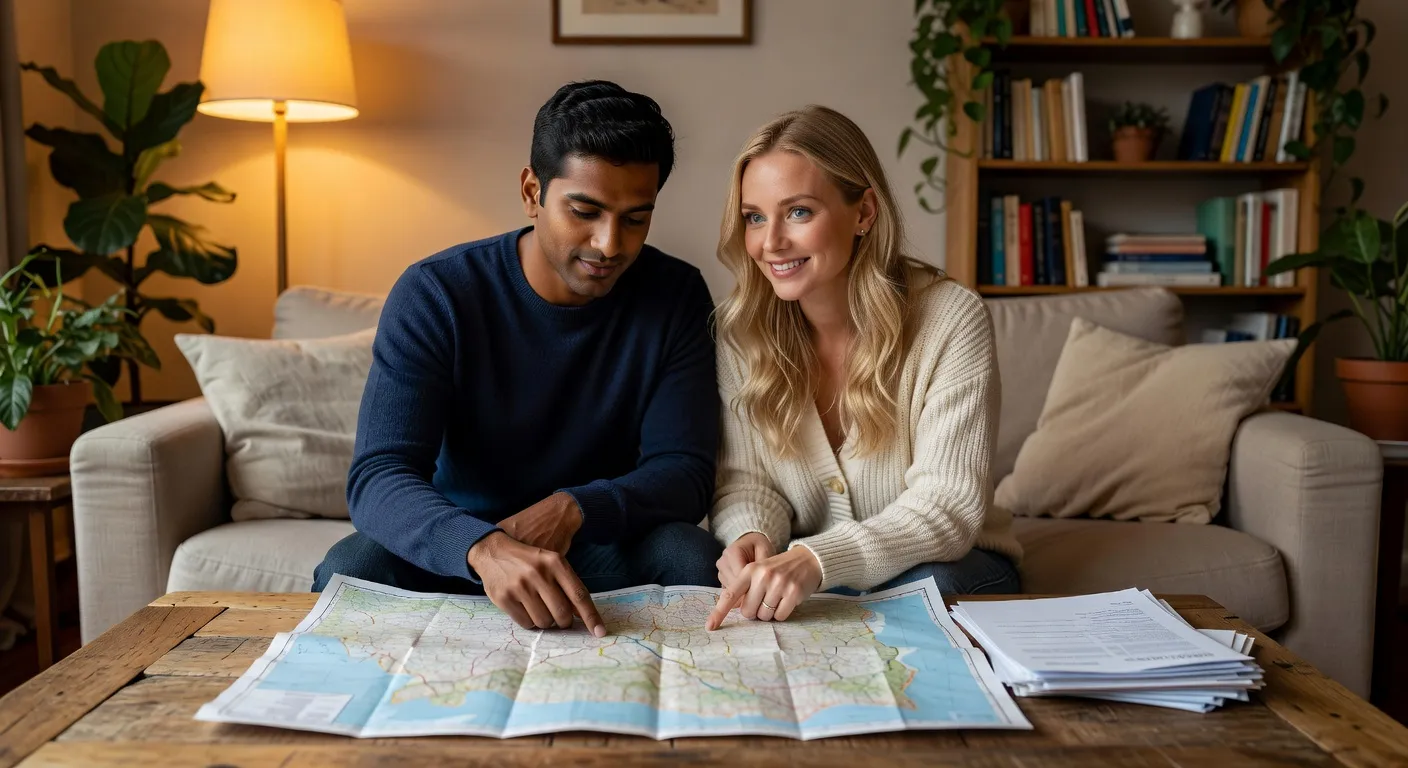 Couple international planifiant leur avenir ensemble — Pourquoi les etrangers viennent en Russie