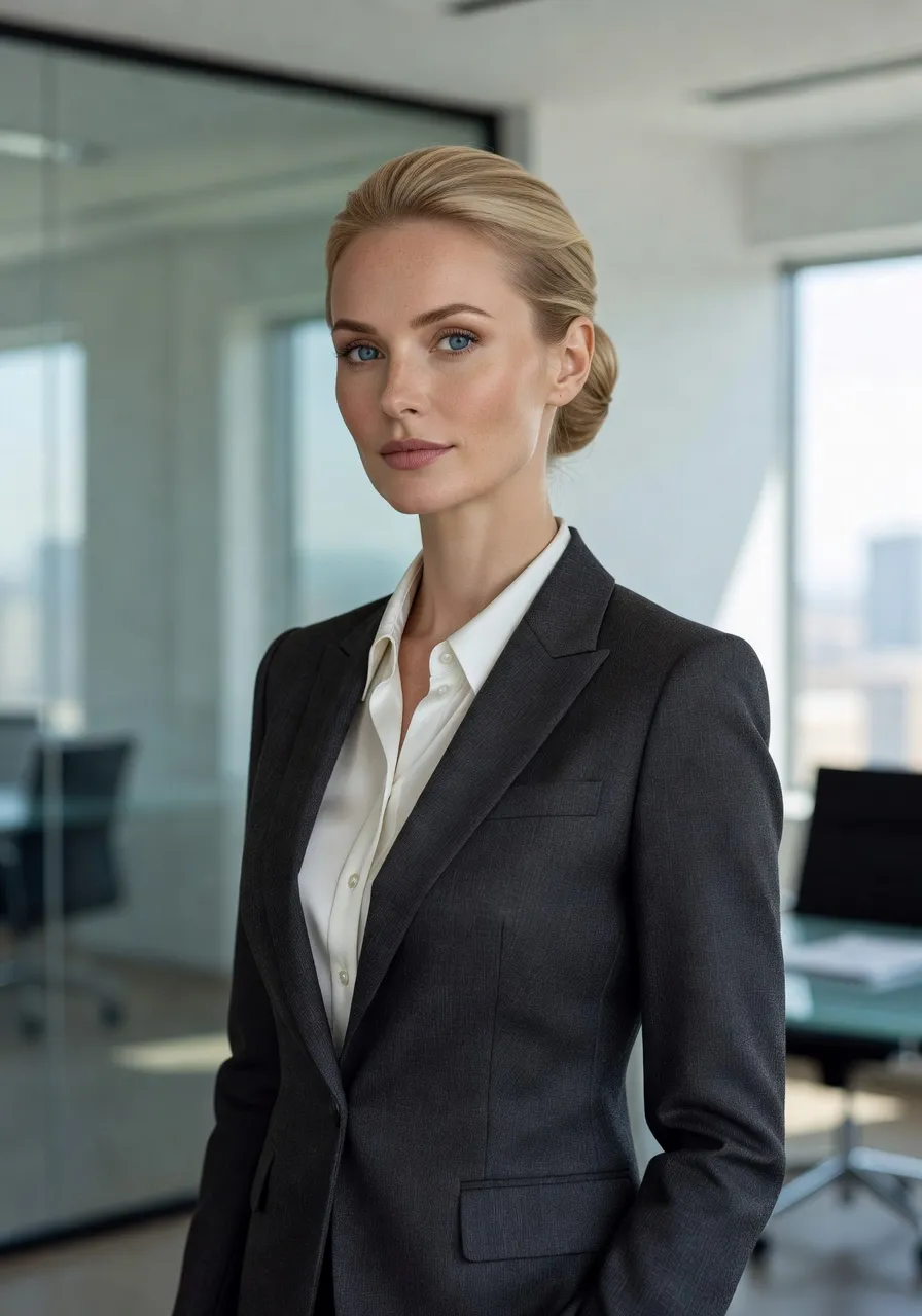 Portrait d'une femme slave sophistiquee en tenue professionnelle — Sur la beauté des femmes russes et les hommes russes trop gâ