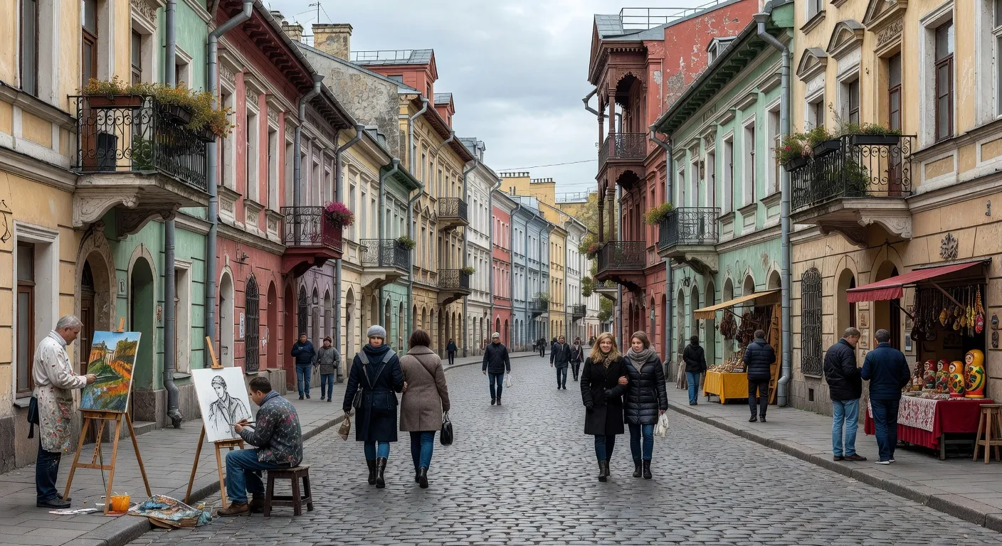 Rue Arbat a Moscou, atmosphere artistique et historique — La Place Rouge a Moscou pour le premier baiser : guide roman