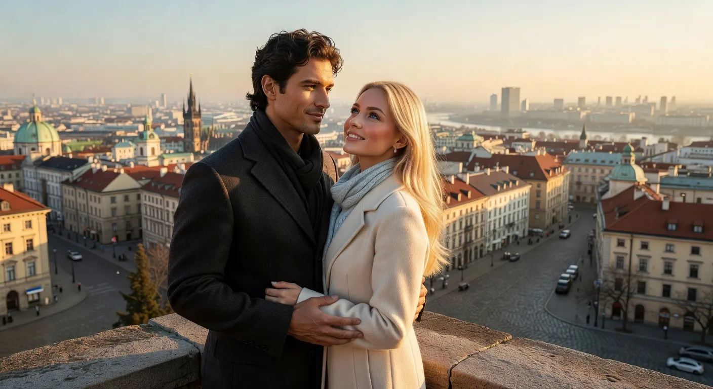 Scene romantique avec vue panoramique sur la ville — Pourquoi les etrangers viennent en Russie