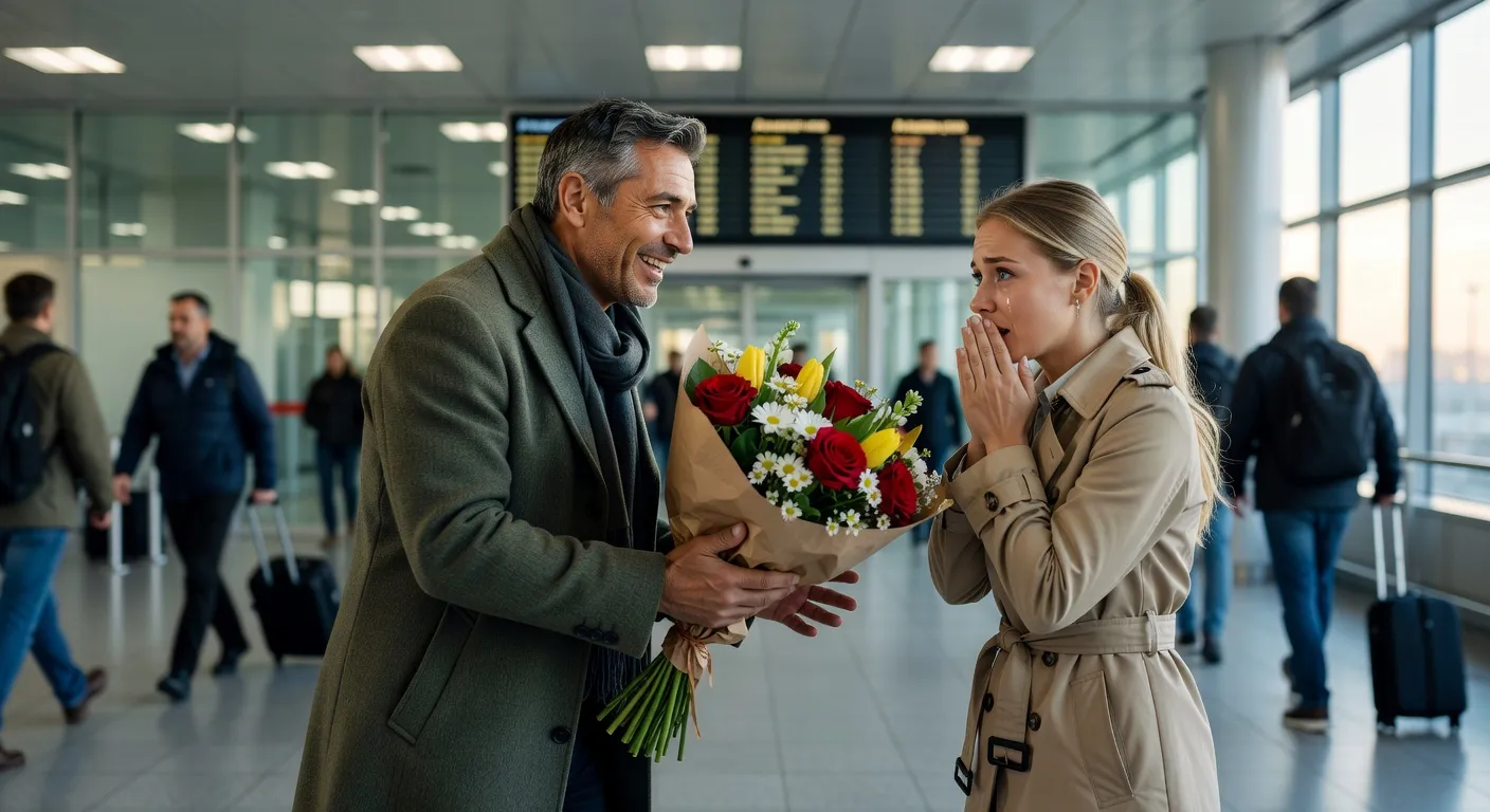 Retrouvailles emotionnelles a l'aeroport entre un homme europeen et une femme russe — Une femme russe coute-t-elle vraiment cher ? Analyse complet